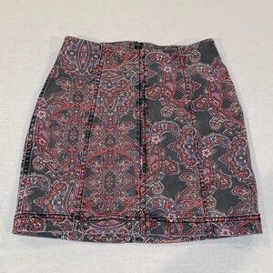Free People women’s boho print stretch mini skirt size 0